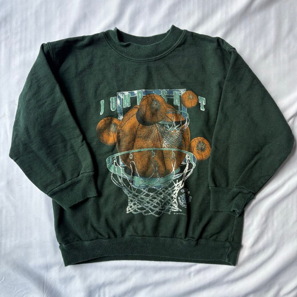 Vintage 90s Basketball JUMP SHOT Graphic Crewneck Sweatshirt True Competitor 4T